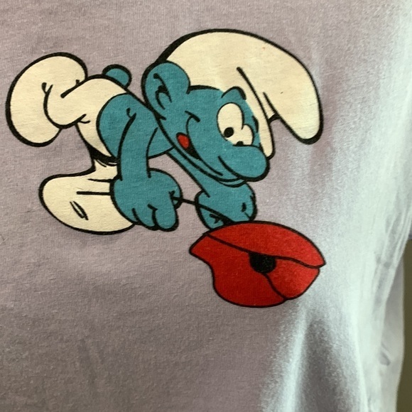 Ladies Lavender Smurf’s T Shirt Size Med - Picture 4 of 5